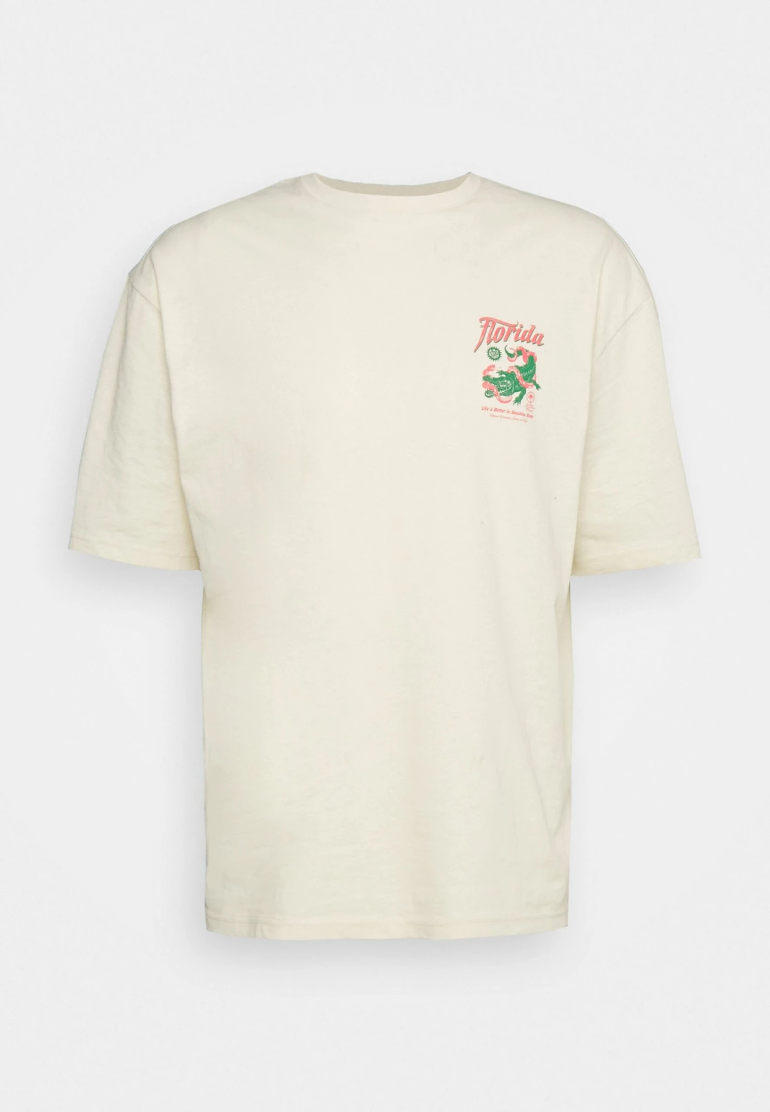 YOURTURN Crocodile Florida Graphic Tee Unisex - T-Shirt Imprimé - Beige 6 YOURTURN Crocodile Florida Graphic Tee Unisex - T-Shirt Imprimé - Beige - Image 4