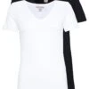 2 Pack - T-Shirt Basique - Black/White -Anna Field Soldes e44b98d75df34409a2f0caa9989416dc
